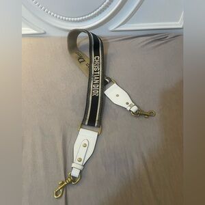 Dior Black and White Canvas Shoulder Strap with Gold Hardware